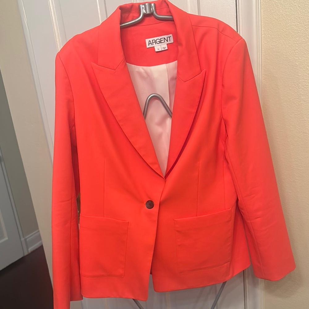 Vibrant Orange Tailored Blazer with Notched Lapels